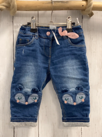  Hose Gr. 74  blau Jeans Gesichter rosa Schleife Umschlag