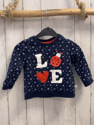 Liegelind Pullover Gr. 80  blau weiße Blumen Käfer weiße Schrift 