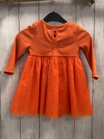   Kleid  Gr. 74  orange Rippenoberteil mit Kürbisgesicht Tüllüberrock mit Glitzerpunkten 