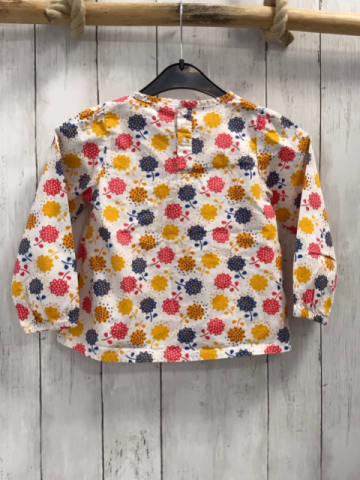 Alana  Bluse Gr. 104  weiß bunte Blumen mit Punkten 