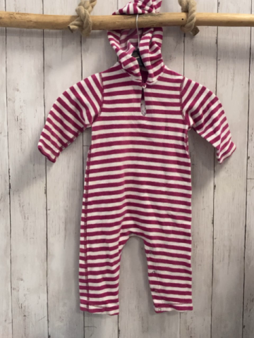 Petit Bateau  Overall  Gr. 80  pnnk weiße Streifen Frottee  Kapuze 
