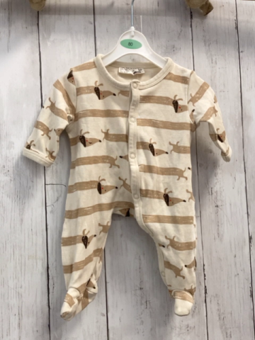   Strampler  Gr. 50   creme beige Hunde 