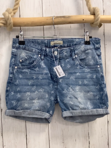  Shorts  Gr. 152  blau Jeans weiße Schmetterlinge Umschlag Bund verstellbar