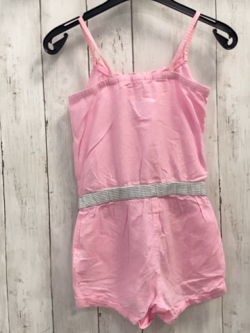 H&M  Playsuit Gr. 128  rosa Punkte + grau weiß gestreifter Gürtel 