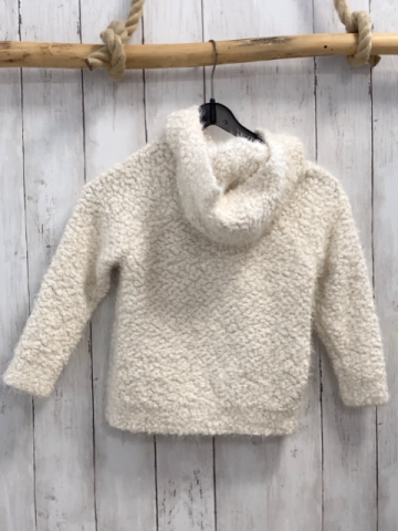   Strickjacke  Gr. 116  weiß Kapuze flusig 