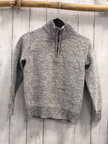   Pullover  Gr. 122/128  grau meliert Strick Reißverschluss 