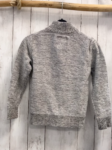   Pullover  Gr. 122/128  grau meliert Strick Reißverschluss 