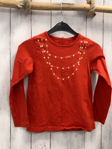 Esprit  Langarmshirt  Gr. 122  rot Ketten aus gelben Sternen 
