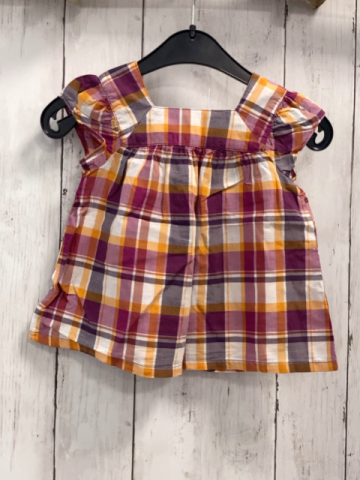 vertbaudet Sommerbluse Gr. 80  lila orange weiß kariert