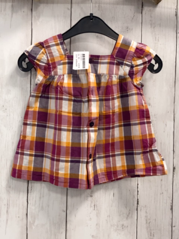 vertbaudet Sommerbluse Gr. 80  lila orange weiß kariert