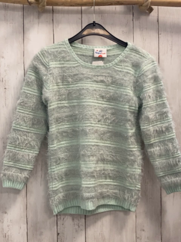   Pullover  Gr. 128  mint graue Streifen Strick  