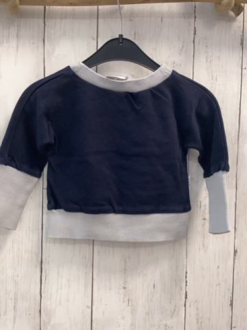   Pullover  Gr. 68  blau grauer Bund blau grau melierte Brusttasche 
