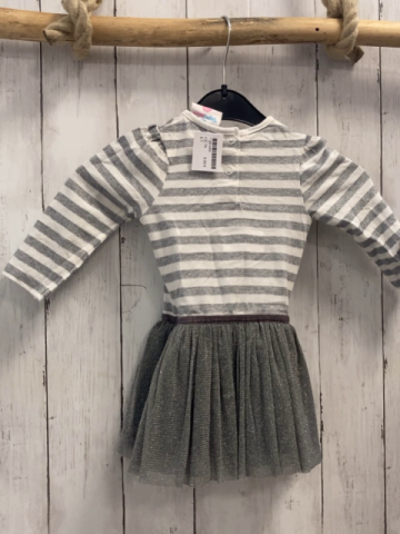   Kleid  Gr. 74  weiß grau gestreiftes Oberteil silber Glitzertüllrock 