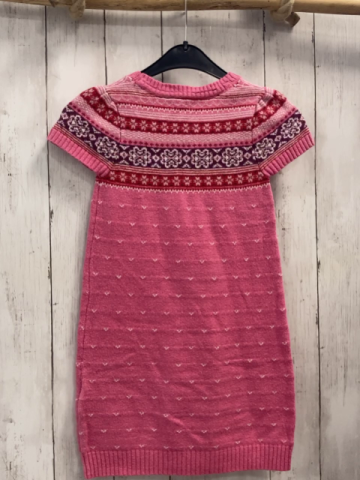 H&M  Kleid  Gr. 122  rosa Strick + rosa rot aubergine weißes Muster Strick 