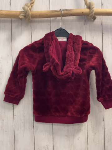   Plüschjacke  Gr. 92  weinrot Kapuze Herzen 