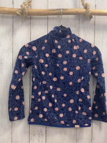 Roxy  Pullover  Gr. 116  blau Fleece rosa weiße Punkte Reißverschluss 