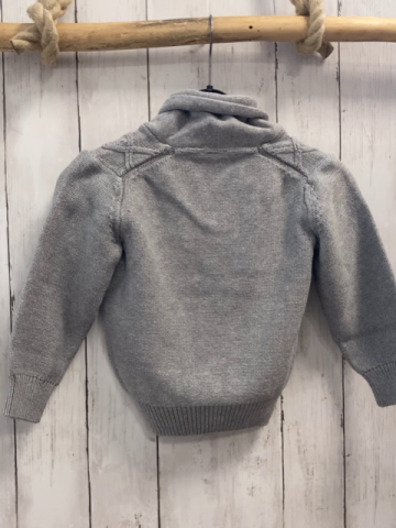  Pullover Gr. 104  grau Strick großer Kragen