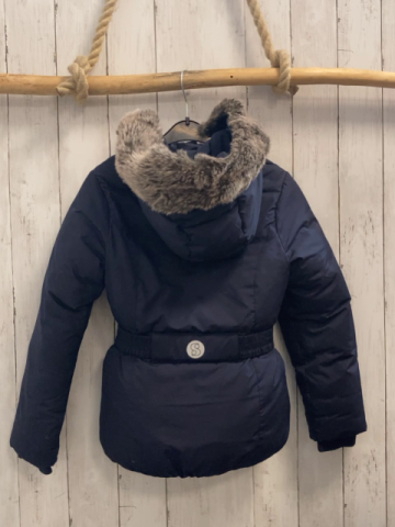 S´Oliver Winterjacke Gr. 140  blau warm gefüttert abtrennbarer Fellbund an der Kapuze
