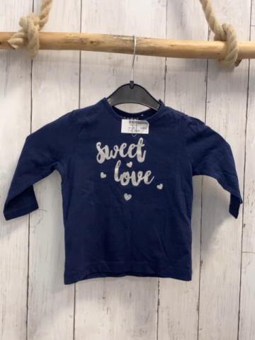 Esprit  Langarmshirt  Gr. 80  blau silber Glitzerschrift 