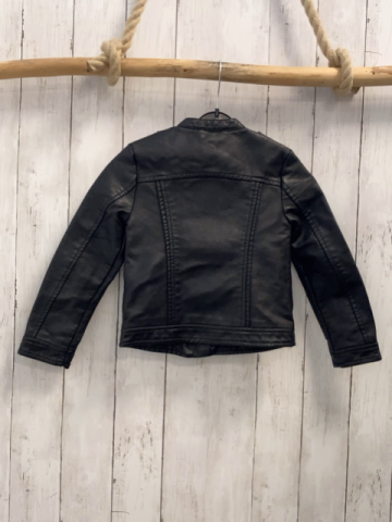   Lederimitatjacke  Gr. 110  schwarz silber Reißverschlüsse 
