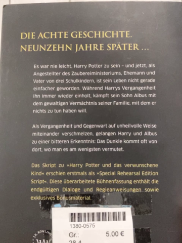  Taschenbuch Harry Potter und das verwunschene Kind 
