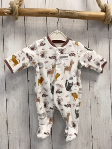  Schlafanzug Gr. 50  weiß brauner Bund Tiere Nicky