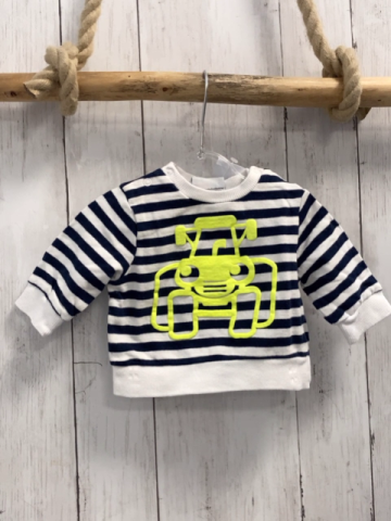  Pullover Gr. 56  weiß blaue Streifen gelbes Auto