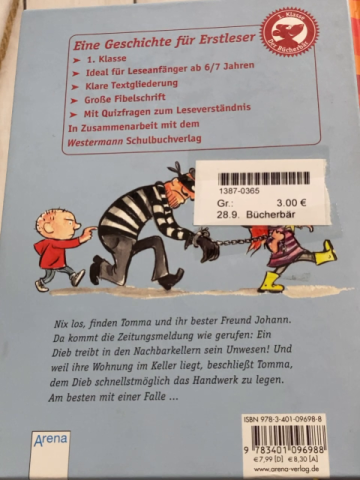 Bücherbär  Buch Tomma und die Kellerfalle 