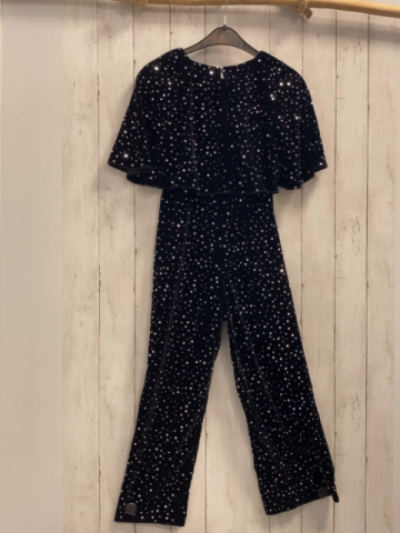 Zara  Jumpsuit  Gr. 152  schwarz Samt silber Steine + Pailetten