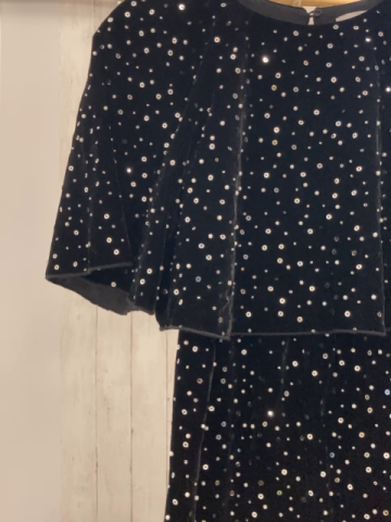 Zara  Jumpsuit  Gr. 152  schwarz Samt silber Steine + Pailetten
