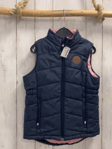   Weste  Gr. 134/140  blau rosa Futter mit weißen Pferden 