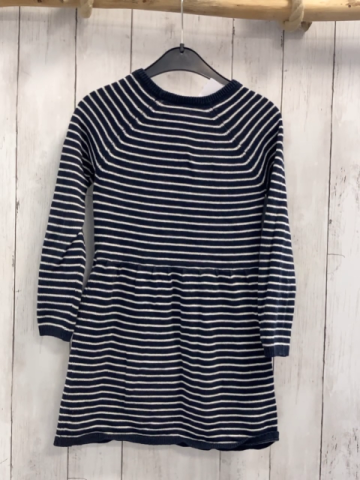 S´ Oliver  Kleid  Gr. 116  blau weiße Streifen Strick Pailettenschrift 