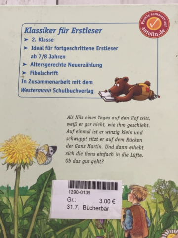 Bücherbär  Buch Nils Holgersson 