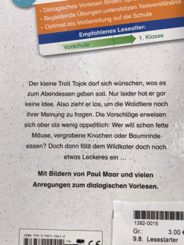 Lesestarter  Buch Der kleine Troll Tojok 
