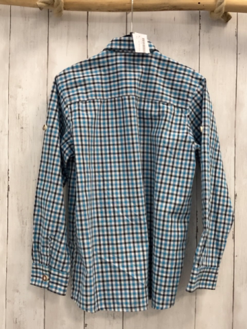   Hemd  Gr. 134/140  weiß türkis schwarz kariert Trachtenknöpfe 