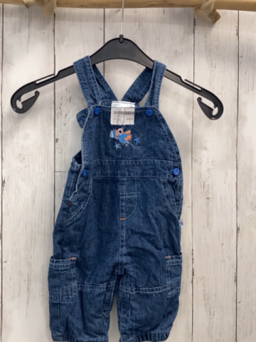   Latzhose  Gr. 62  blau Jeans gefüttert Papagei 