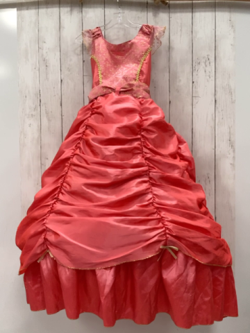   Karnevalkostüm Gr. 128  hellrotes Prinzessinnen-Ballkleid mit gildener Stickere mit Reifrock i 