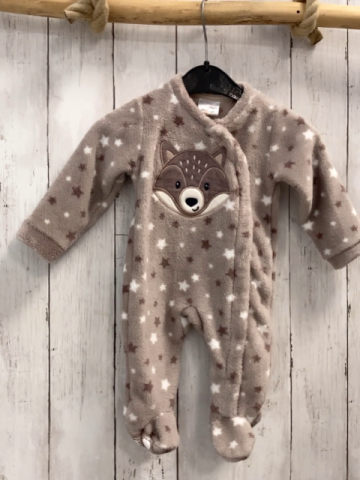 Orsolino  Strampler  Gr. 62  grau Plüsch weiß braune Sterne 