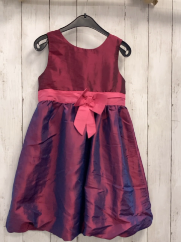 H&M  Kleid  Gr. 122  weinrot glänzend rosa Schleife 