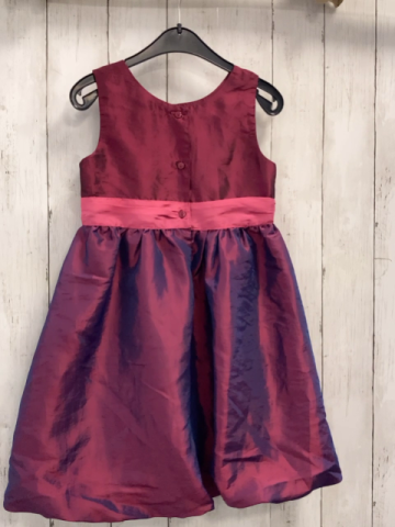 H&M  Kleid  Gr. 122  weinrot glänzend rosa Schleife 