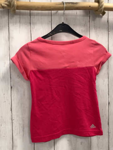 Adidas  T-Shirt  Gr. 116  rot rosa weiße Streifen 