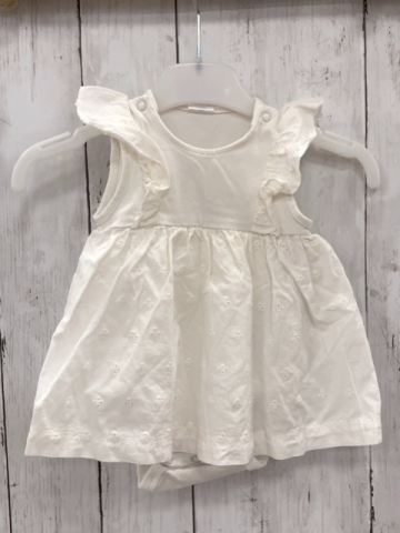 H&M  Kleid  Gr. 56  weiß Lochstickerei Bodyunterteil 