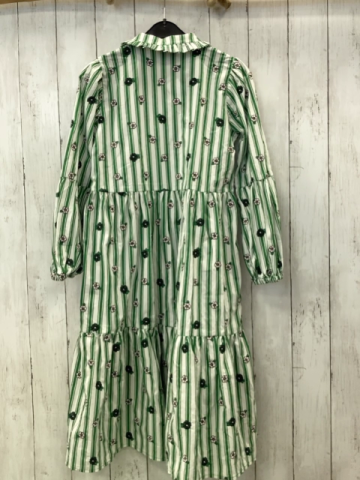 Scotch & Soda Kleid Gr. 140  grün weiß gestreift gestickte Blumen