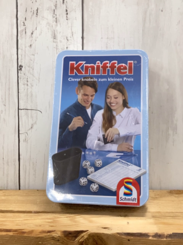 neu  Spiel Kniffel Blechdose 