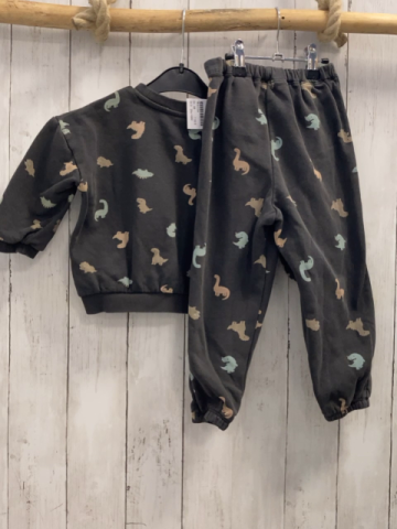 2tlg H&M  Pullover + Jogginghose  Gr. 98  grau bunte Dinos 
