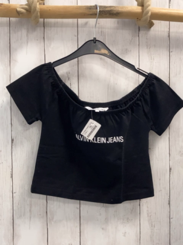 Calvin Klein Jeans  T-Shirt  Gr. 152  schwarz weiße Schrift bauchfrei 