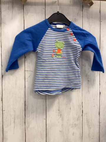 Bornino Langarmshirt Gr. 62  blau weiß gestreift blaue Ärmel