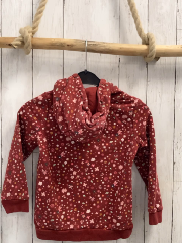  Pullover Gr. 110  dunkelrot Blumen Kapuze