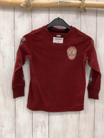 Old Navy  Langarmshirt  Gr. 110  weinrot grau meliert mint hellroter Druck 