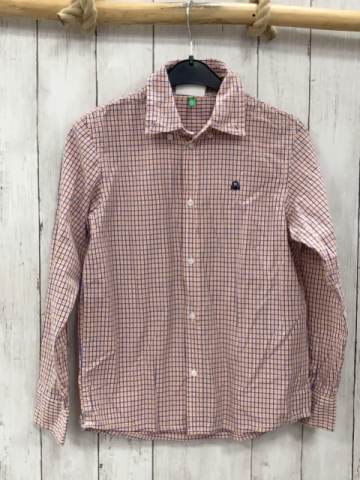 Benetton Hemd  Gr. 140  weiß orange blau kariert 